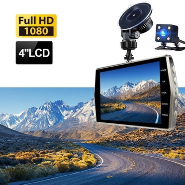 Suokom Caméra de Voiture Caméra Dash 4 Pouces Enregistrement Double avant et Arrière HD 1080p Vision Nocturne Caméra Dash Grand-Angle 170 ° Détection de Mouvement Image Inversée Capteur g Surveillance de Stationnement Accessoires pour Voiture