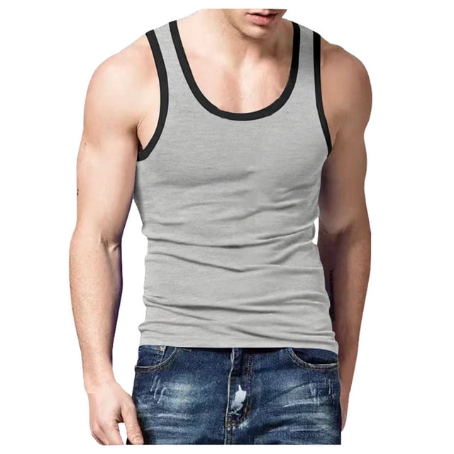 Men's Slim Casual Sports Summer Matching Color Undershirt Vest