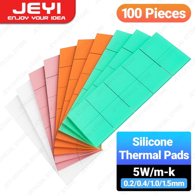 100-Pack Thermal Conductive Silicone Pads, M.2 SSD NVMe NGFF Thermal Pad for PC Laptop Heatsink/GPU/CPU/LED Graphics Card 100-Pack