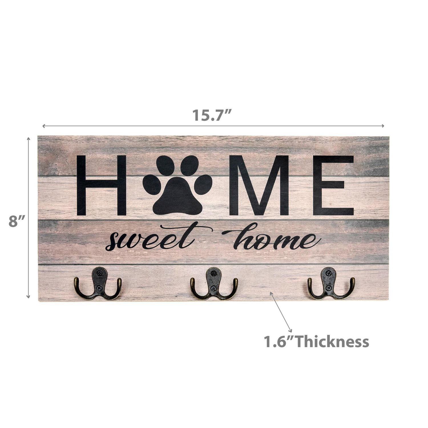 Crochet Mural Triple en Mdf Home Sweet Home