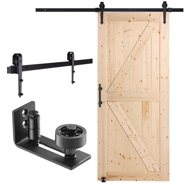VEVOR Barn Door and Hardware Kit, 36" x 84" Wood Sliding Barn Door, Smoothly and Quietly, Barn Door Kit with 8-in-1 Floor Guide and Door Handle