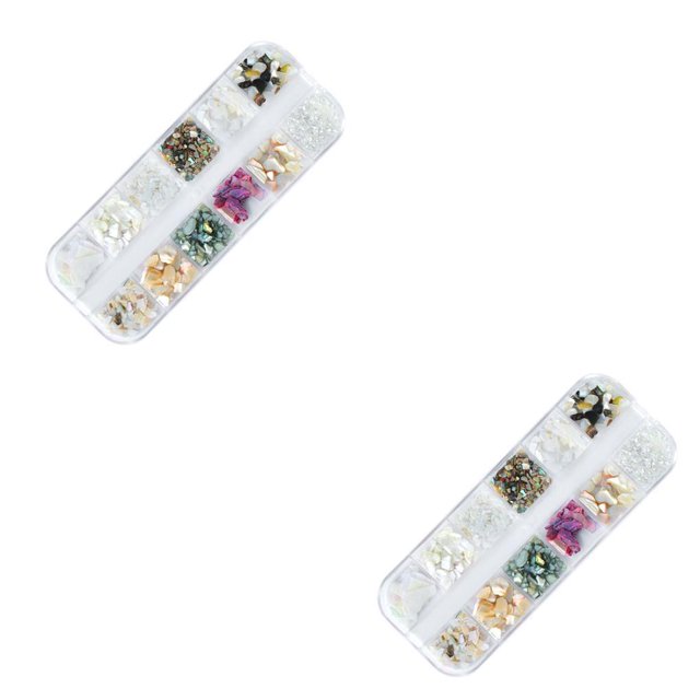 Thinsony Natural Conch Chip Nail Sticker Set High Brightness Nail Decals Kit Manicure Beauty Supplies 2 2Set