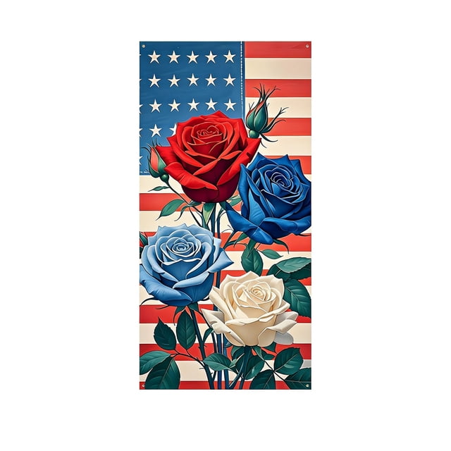 Rideau de Porte pour la Fête de l'Indépendance, Décoration de Fond Photo Extérieure, Rideau de Porte Réutilisable Adapté pour la Décoration Intérieure et Extérieure de la Fête de l'Indépendance, Tissu Polyester 35,43 X 72,83 Pouces