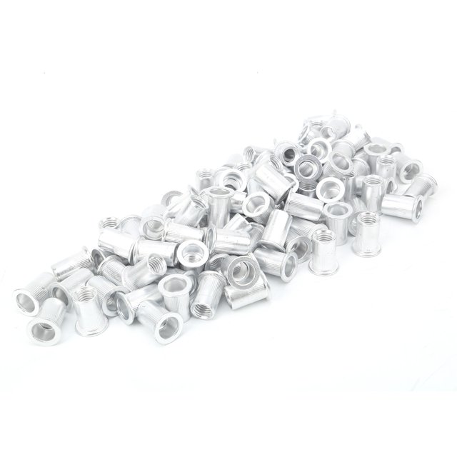 Pull Riveting Nuts, 100 Pcs Aluminum Galvanized Flat Head Threaded Insert Nut Vertical Hardware Accessories