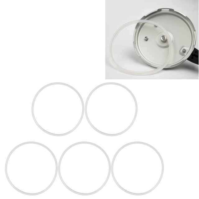Pressure Cooker Silicone Gasket, 5PCS replacement set made of food-grade silicone for pressure cooker lids. Includes five durable, flexible, heat-resistant rings suitable for aluminum alloy pressure cookers. Easy to clean and ensures efficient sealing for safe cooking.