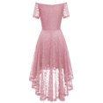 thumbnail image 4 of adviicd Robe pour Femmes Robe à Manches Courtes Évasées Col en V Taille Élastique Smockée Ourlet à Volants Mini Robe Rose,S, 4 of 4