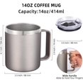 thumbnail image 2 of Volhoply Tasse à Café en Acier Inoxydable Isolée 14oz avec Couvercle en Vrac, Lot de 4, Tasse à Café de Voyage à Double Paroi sous Vide avec Poignée, Tasses Réutilisables Gobelet, Tasses de Camping Gardent au Chaud, Cadeaux de Noël (Gris, 4), 2 of 6