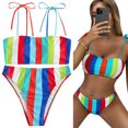 thumbnail image 2 of Women Bathing Suits Striped: 2PCS Fashion Strappy Bikini Swimsuit Beach Swimwear, 2 of 10