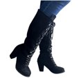 thumbnail image 4 of LSLJS Women Retro Shoes Casual Thick Low-heeled Plus Size Mid Calf Lace Up, 4 of 9