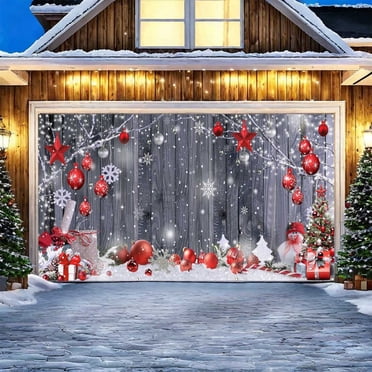 Décoration de Porte de Garage de Noël Couverture de Porte de Garage de Noël Grande Murale de Porte de Garage Joyeux Noël Suspendue Noël pour Fête Extérieure Style