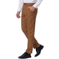 thumbnail image 4 of INSPIRE CHIC Men's Pants Stripes Zipper Closure Front Pockets Dress Pants 36 Brown White, 4 of 7