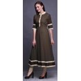 thumbnail image 3 of Bimba Brown Floral Block Print Long Flared A Line Indian Kurtis For Women Party Wear Anarkali Kurta-Medium, 3 of 5