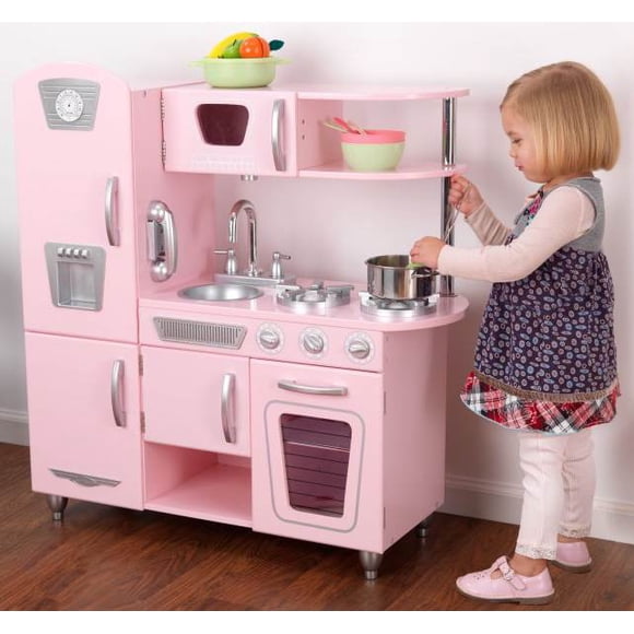 KidKraft Pink Vintage Kitchen Kids Pretend Play Set and Accessories | 53179