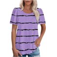 thumbnail image 1 of BVOFAR Chemises à Oeillets à Rayures pour Femmes 2025 Été Blouses à Col Rond Mode T-Shirts à Manches Courtes Chic Décontracté Hauts Coupe Ample, 1 of 7
