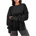 thumbnail image 1 of Timegard Womens Sweatshirt Long Sleeve Side Split Crewneck Oversized Pullover Fall Winter Loose Tops, 1 of 6