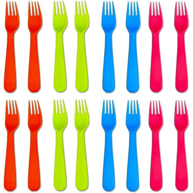 czcpp-Jawbush 16 Pcs Fourchettes en Plastique pour Enfants, Ensemble de Couverts Réutilisables pour Adultes, Ustensiles pour Enfants Faciles à Saisir avec Couleurs Vives, Sans BPA Lavable au Lave-Vaisselle