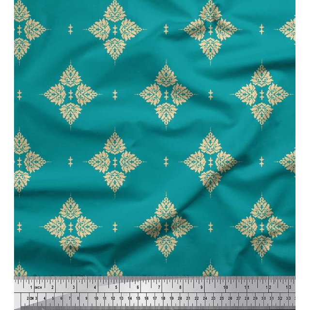 Soimoi Tissu Crêpe Polyester Imprimé Floral au Mètre 52 Pouces de Large