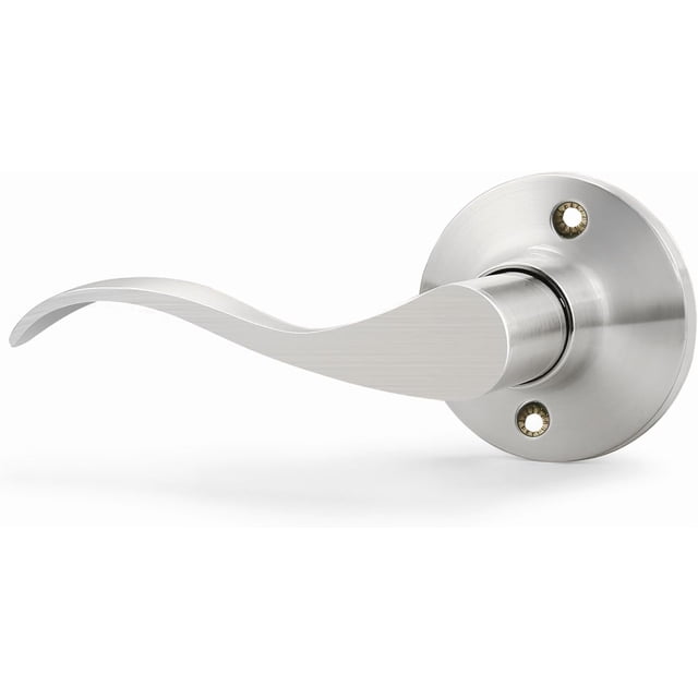 Satin Nickel Door Handle Interior Brushed Nickel Passage Door Lever for Hall and Closet Keyless Door Lock Set Reversible for Left Right Sided Doors Leverset Handleset