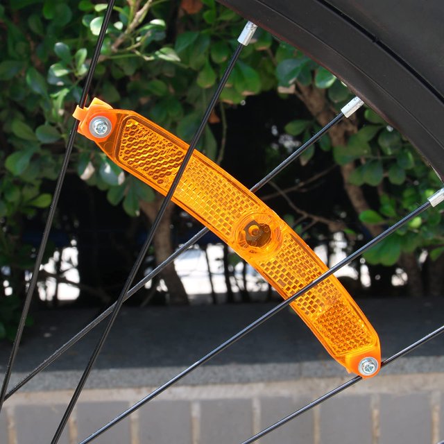 MFC PRO Bicycle Wheel Reflector Amber Pack of 4 (Long/Amber, 4pcs)