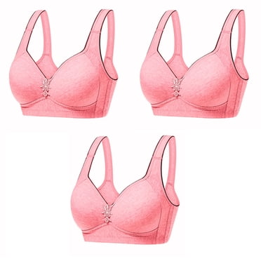 EQWLJWE 3PC Cotton Bras For Women Wirefree Underwear Full Cup Comfortable And Breathable Underwear Bra Bra For Plus Size Clearance For Women