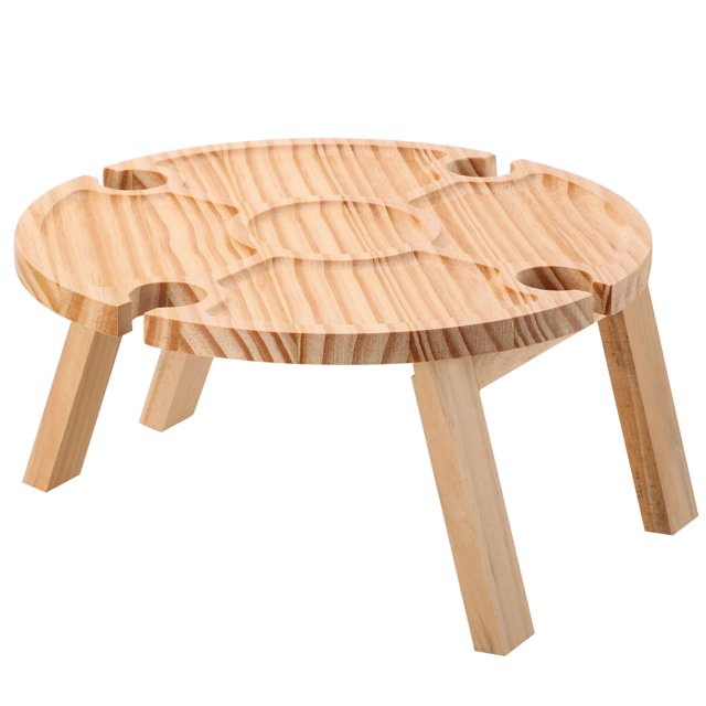 Table à Vin d'Extérieur Portable Table à Vin Pliante Portable Verres à Vin en Bois Table à Vin Table à Vin de Plage