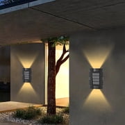 Meitianfacai Solar Outdoor Lights - Intelligent Light Control Solar Powered Lights IP65 Waterproof - Wall Lamp Security Lights for Fence Yard Garden Patio Front Door Lighting,Warm Light