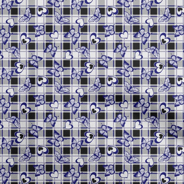 oneOone Velvet Black Fabric Checks Heart & Sewing Craft Projects Fabric Prints By Yard 58 Inch Wide