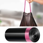 Shiogb Disposable Garbage Bag, Thickened Flat Mouth with Rolled Garbage Bag, Trash Bags for Kitchen Bathroom, Strong Leak Proof Drawstring Garbage Bags, 13 Gallon, Black