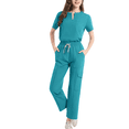 thumbnail image 1 of ZVNAΖH Women's Scrub Set - Notched V-Neck Scrub Top & Straight-Leg Pants, with 5 Pockets, 4-Way Stretch Medical Uniform Set, 1 of 3