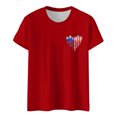 thumbnail image 1 of Hauts de Printemps pour Femmes Jour de L'Indépendance Drapeau Col Rond Imprimé Lettre Manches Courtes T-Shirts Surdimensionnés pour Femmes Rouge L, 1 of 4
