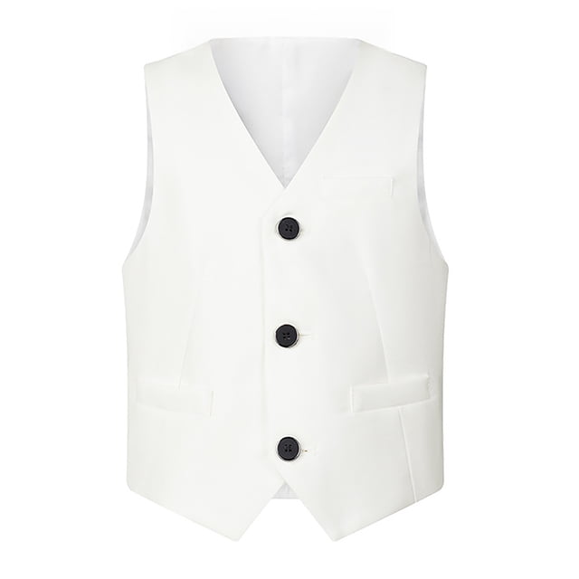 Sunnyoo Gilet de Costume Formel pour Garçon, Gilet de Robe Uni Sans Manches à Boutons