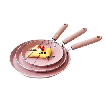 Aluminum Non-stick Pan Practical Frying Pan Useful Omelette Pancake Pan Kitchen Gadget for Home Restaurant (Pink)
