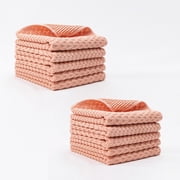 Suncoda Dusting, Cleaning Supplies 10 Pack Pinstripe Cleaning Wipes Household Multifunctional Kitchen Thick Towel Wipe Table Dishwashing Dishcloth Microfibre Cleaning Towel