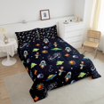 thumbnail image 4 of Erosebridal Cartoon Outer Space Bedding Toddler Comforter Set, Galaxy Print Down Comforter, Black, Reversible 2-Piece, 4 of 7