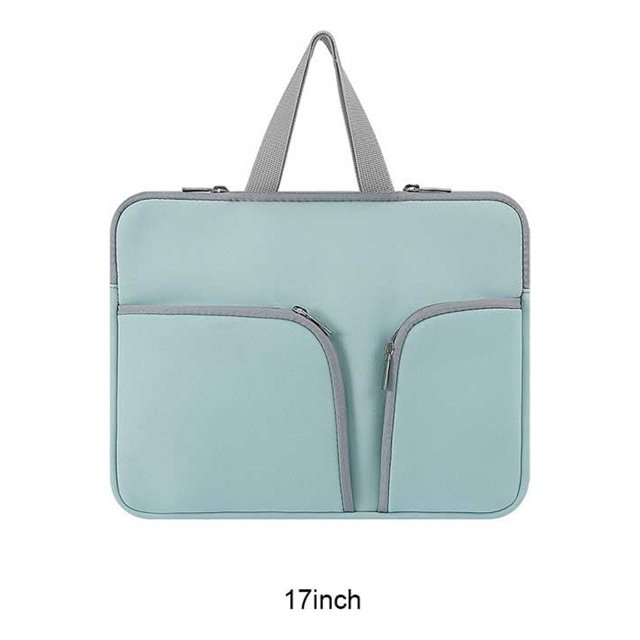 Laptop Sleeve Waterproof Computer Case Portable Bag Pocket Carrier Pouch Protector Reusable Compartments Business Storage Green 17inch