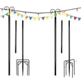 thumbnail image 1 of Costway 8ft String Light Poles 2 Pack Outdoor Metal Poles w/Top Arc Hook & 5-Prong Base, 1 of 10