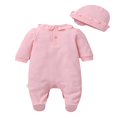 thumbnail image 3 of Pyjama à Pieds pour Bébé Fille, Barboteuse à Col Volanté avec Chapeau Assorti, 3 of 5