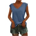 thumbnail image 1 of Pompotops Mode Femme Décontracté Col en V Blouse Unie Sans Manches T-Shirt Hauts d'Été, 1 of 4
