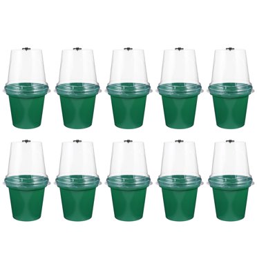 10pcs Transparent Round Flowerpot Plastic Flower Pot Plants Nursery Pot (Green)