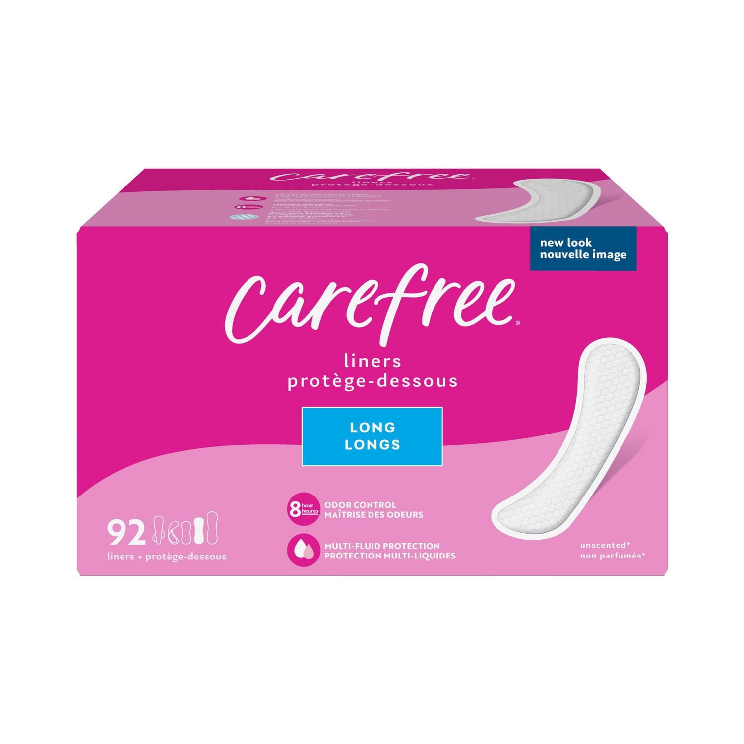 Emballage de 92 protège-dessous Carefree Acti-Fresh galbés longs