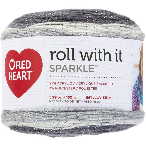 Fil Red Heart® Roll With It Sparkle™, acrylique #4 moyen, 5,3 oz/150 g, 561 verges