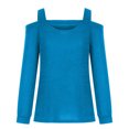 thumbnail image 4 of Pisexur Crewneck Shirts for Women Solid Color Off-shoulder Patchwork Tunic Tops Halter-Neck Long Sleeve Compression Shirts Athletic Tight Workout Top, 4 of 6