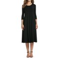 thumbnail image 2 of Nlife Robe Midi Évasée à Manches 3/4 et Col Rond pour Femmes, 2 of 4