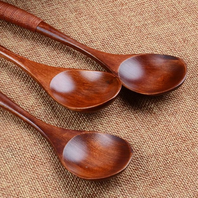 Fridja Lot Wooden Spoon Bamboo Kitchen Cooking Utensil Tool Soup Teaspoon Catering
