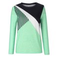 thumbnail image 4 of IROINID Liquidation Hauts Grande Taille pour Femmes Col Rond Contraste Couleur Manches Longues T-shirt Blouse, Vert, 4 of 6