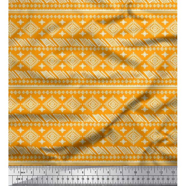 Soimoi Cotton Voile Fabric Aztec African Print Fabric by the Yard 42 Inch Wide