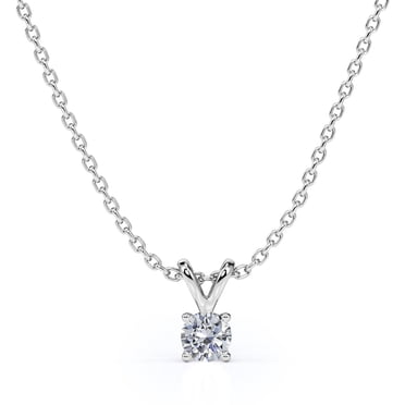 JeenMata Solitaire 0.50 Carat Round Shape Pendant Necklace In 18K White Gold Plating Over Silver