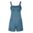 thumbnail image 3 of AherBiu Boho Jumpsuit for Women Short Beach Suspenders One-Piece Summer Outfits Solid Color Rompers with Pockets, 3 of 7