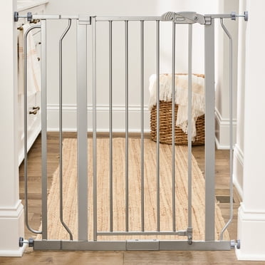 Regalo Barrière de sécurité extra-haute Easy Step de 36 po en métal pour bébé, convient aux ouvertures de 29 à 36,5 po, platine