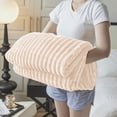 thumbnail image 4 of Oversized Cooling Quilt Wave Design Temperature Regulating 79x59in Double Layer Blanket Beige, 4 of 6